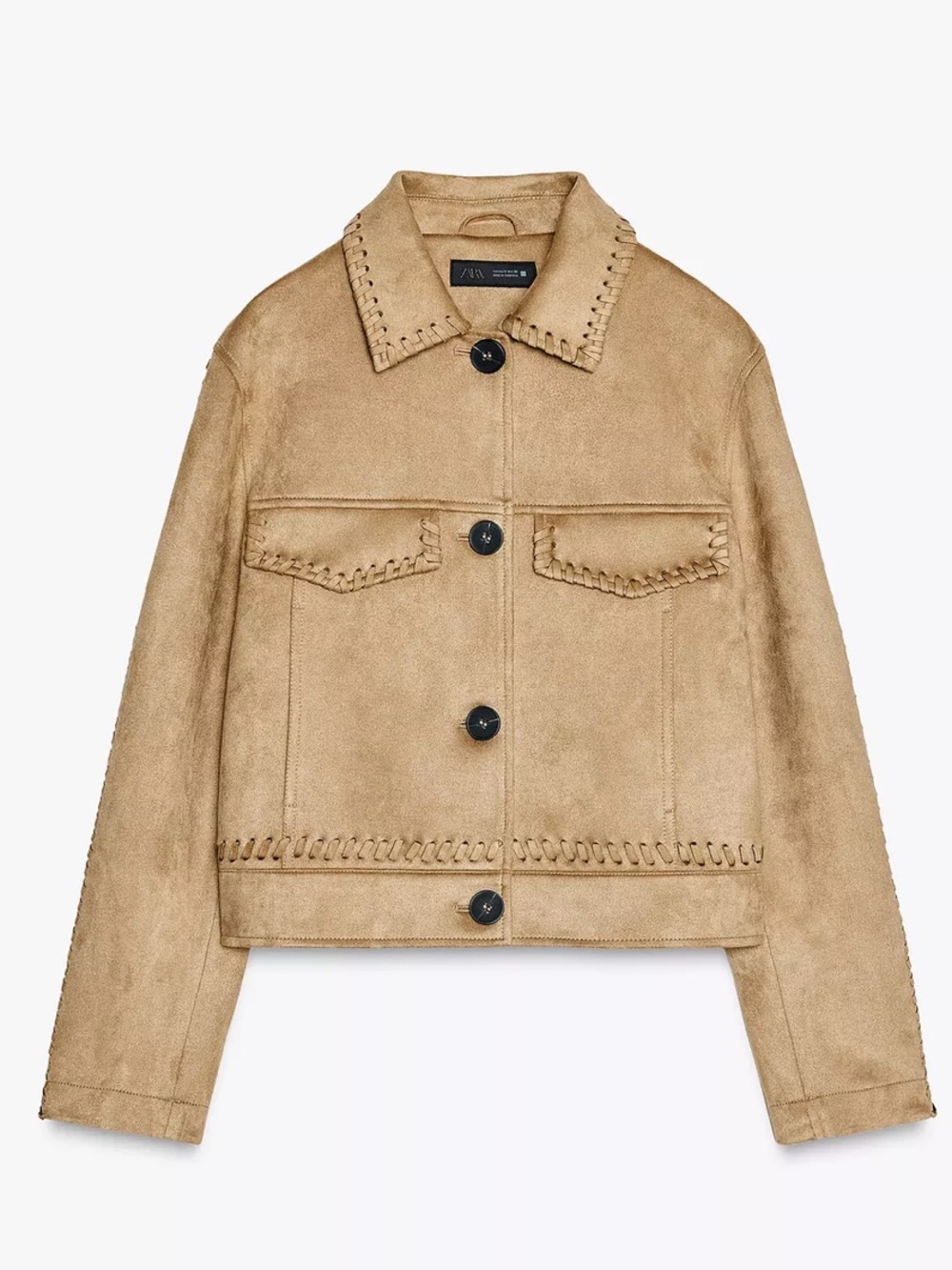 NWOT Zara Braided Detail Faux Suede Jacket
